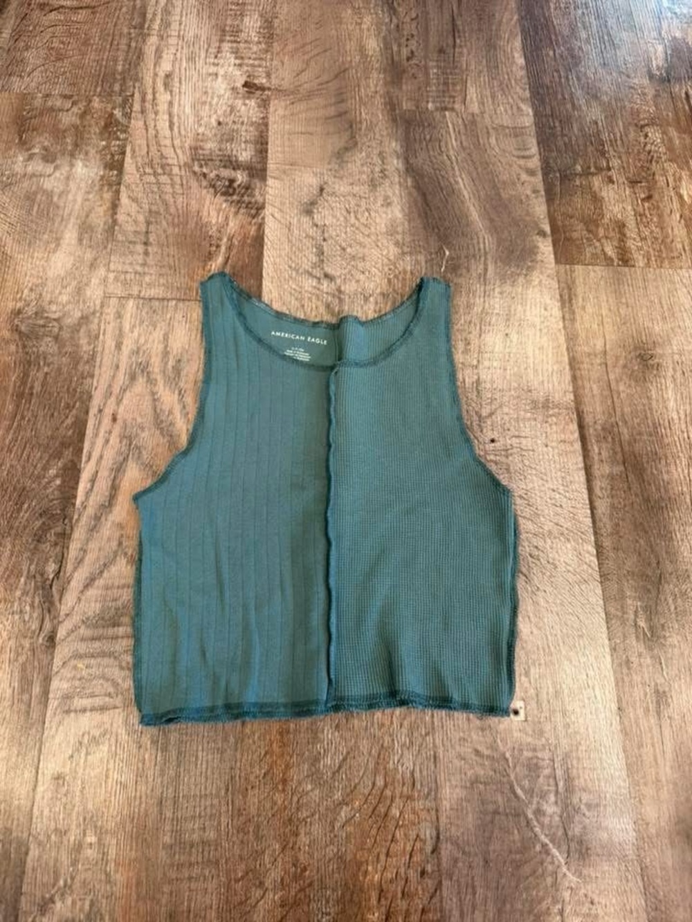 American Eagle Outfitters Teal Ribbed Cropped Tank